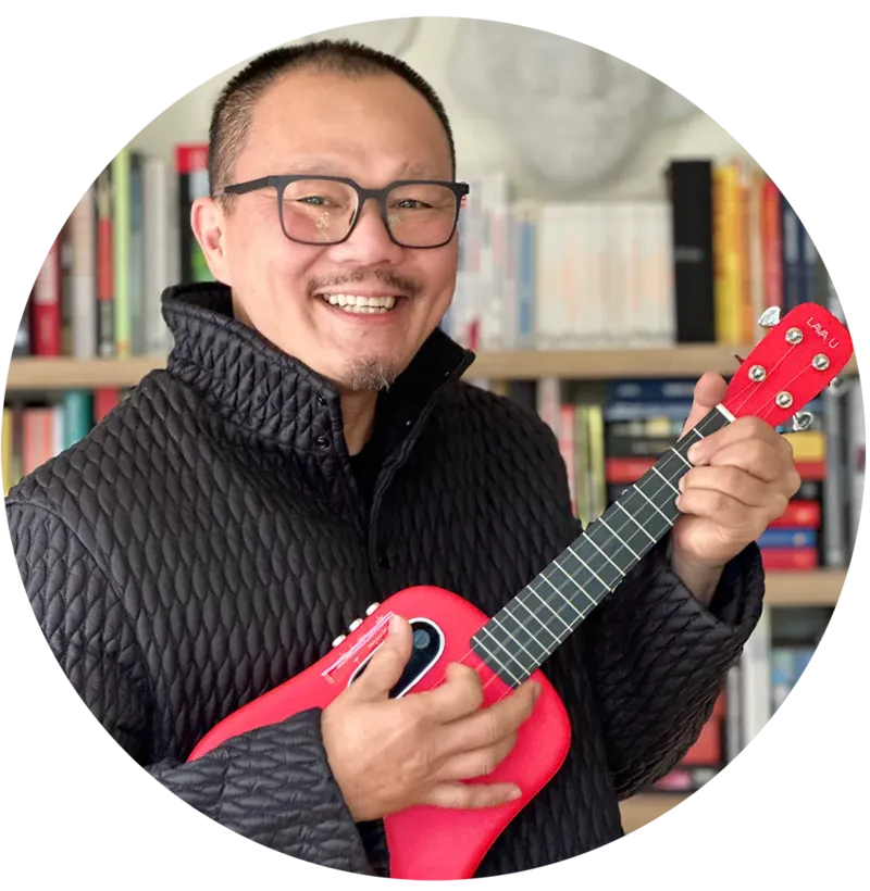 Frven Lim playing ukulele