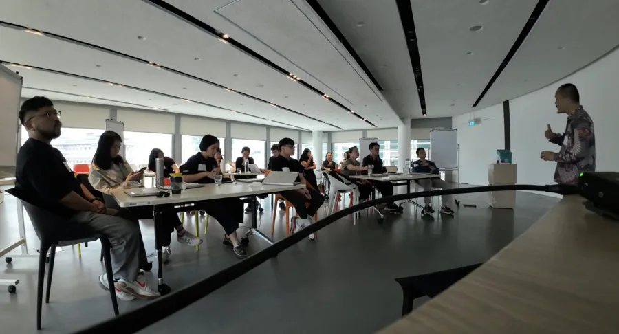 Colleagues participating in a facilitated group workshop